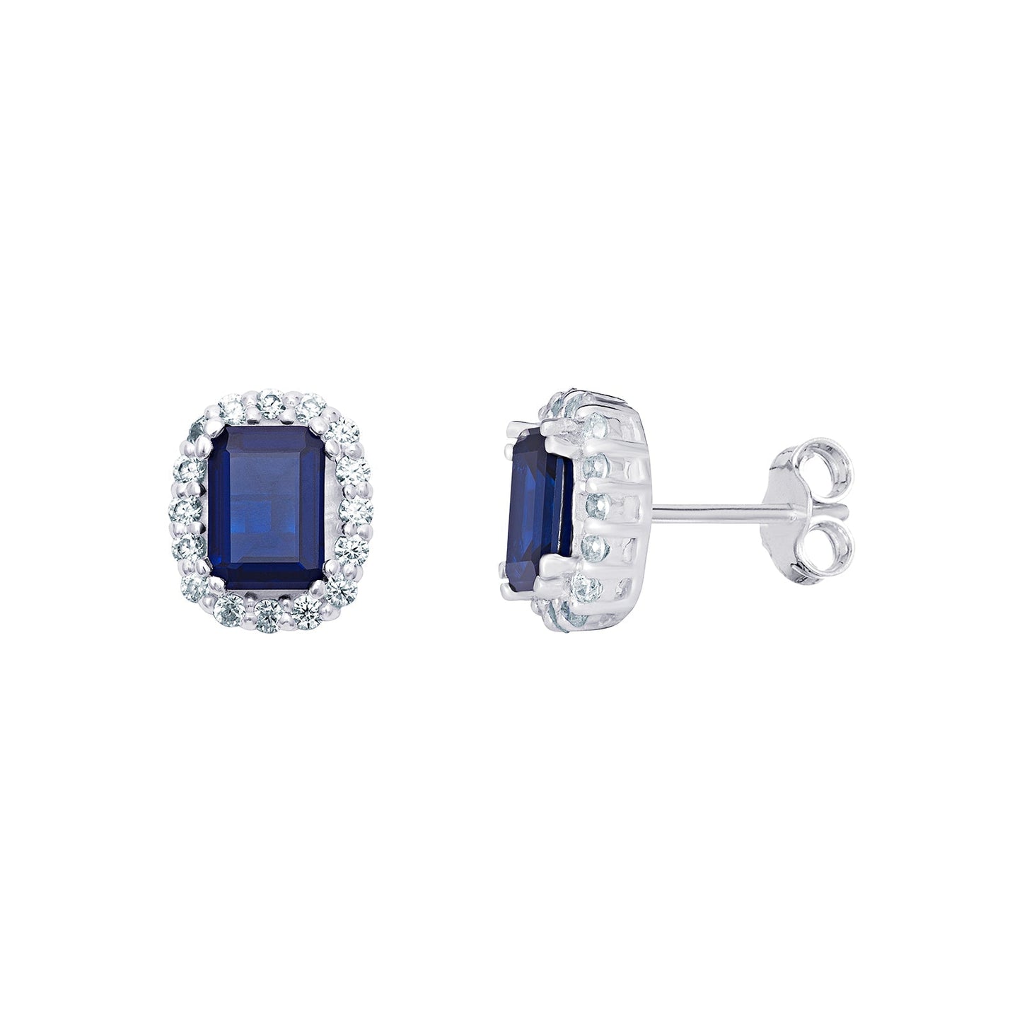 Oval Halo Sapphire Statement Earrings - Popular trends empire