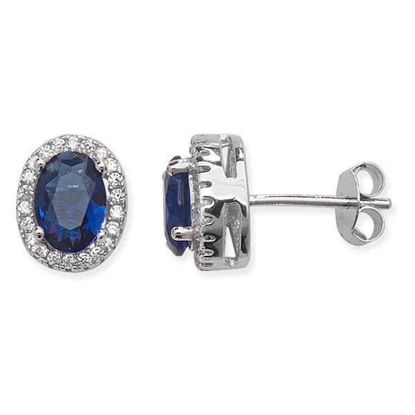 Oval Halo Sapphire Stud Earrings - Popular trends empire