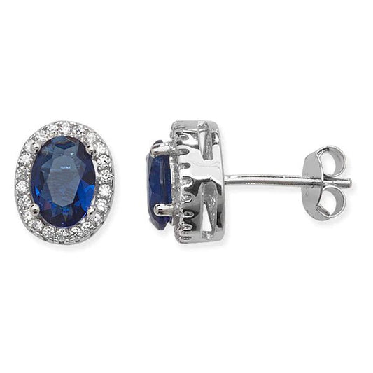 Oval Halo Sapphire Stud Earrings - Popular trends empire