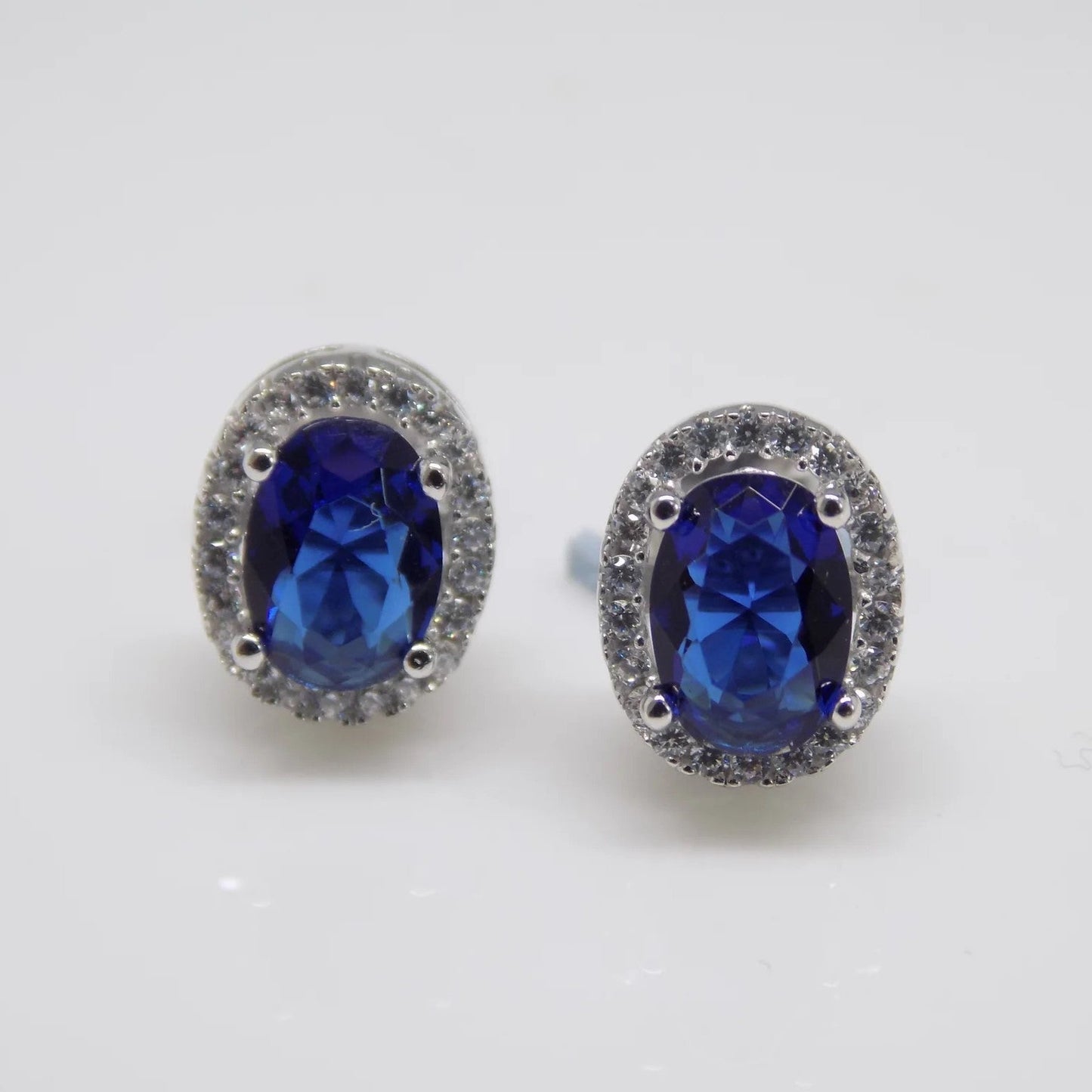 Oval Halo Sapphire Stud Earrings - Popular trends empire