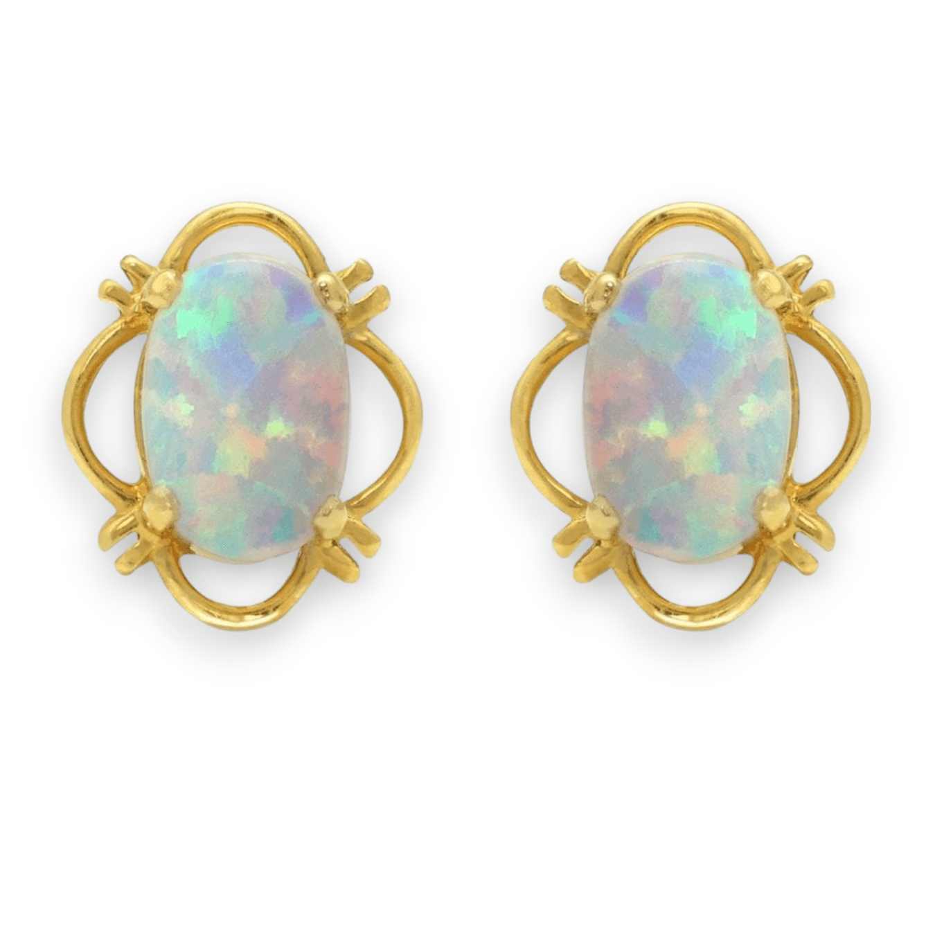 Oval Opal Clover Stud Earrings - Popular trends empire