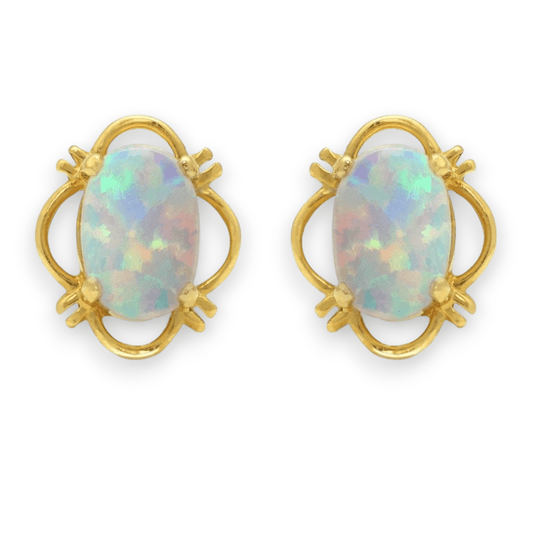 Oval Opal Clover Stud Earrings - Popular trends empire
