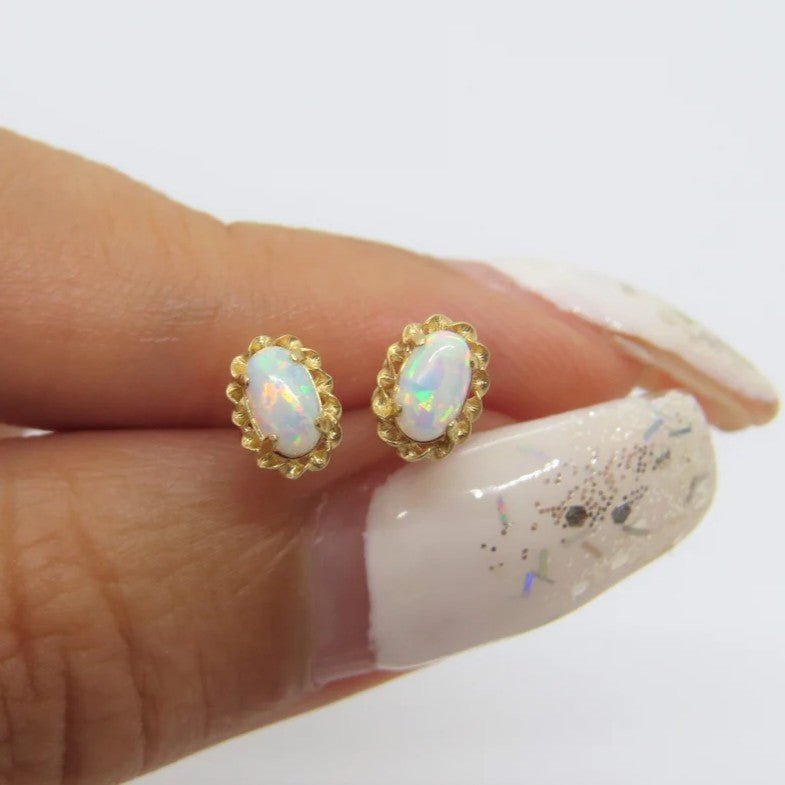 Oval Opal Stud Earrings - Popular trends empire