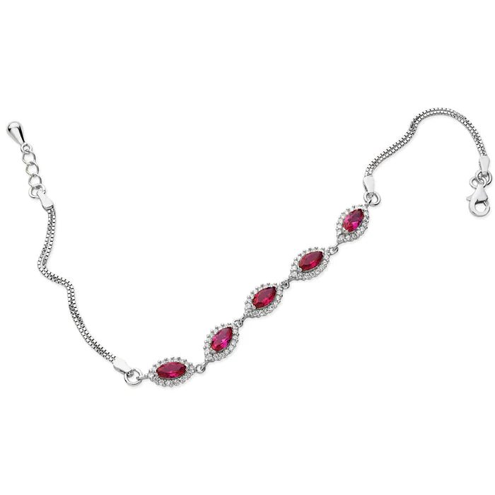 Oval Ruby Cubic Zirconia Halo Bracelet - Popular trends empire