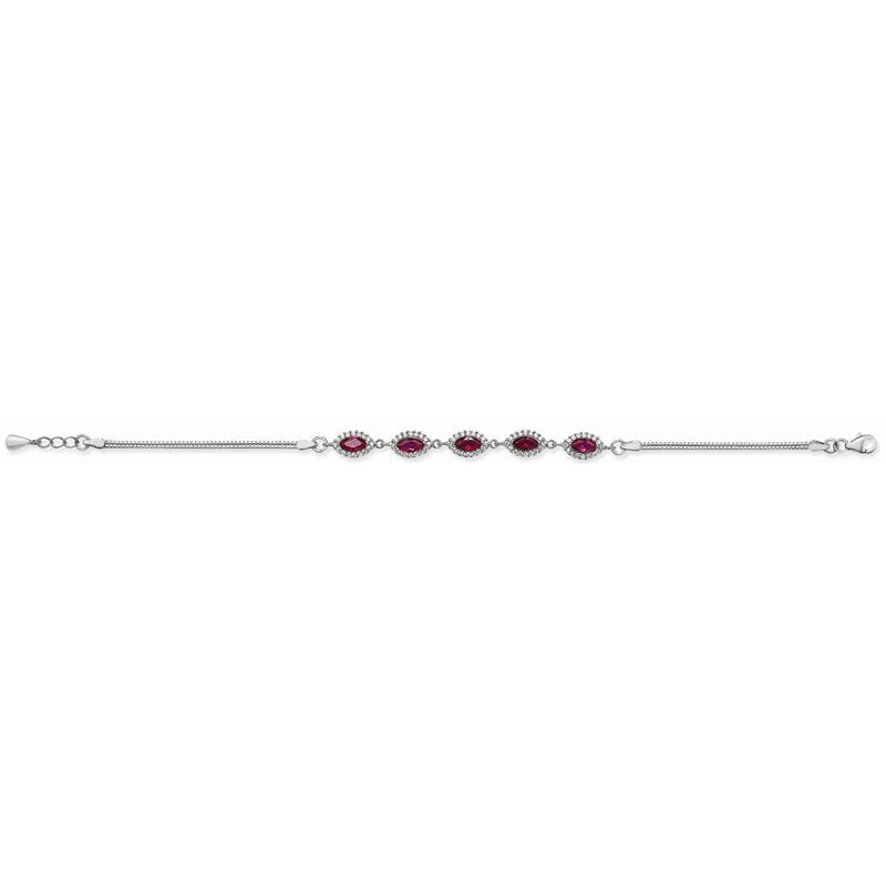 Oval Ruby Cubic Zirconia Halo Bracelet - Popular trends empire