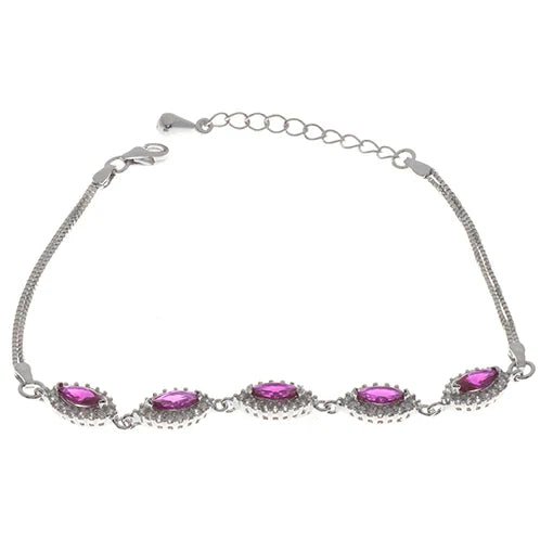 Oval Ruby Cubic Zirconia Halo Bracelet - Popular trends empire