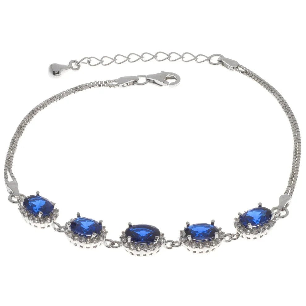 Oval Sapphire Cubic Zirconia Halo Bracelet - Popular trends empire