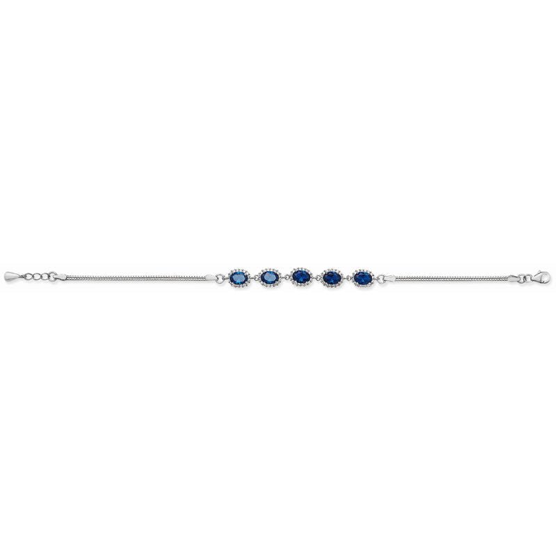 Oval Sapphire Cubic Zirconia Halo Bracelet - Popular trends empire