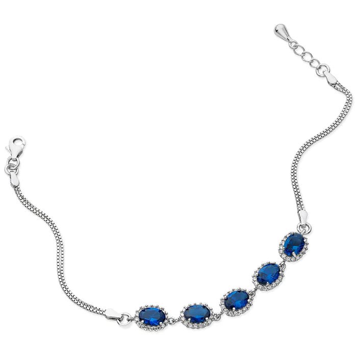 Oval Sapphire Cubic Zirconia Halo Bracelet - Popular trends empire
