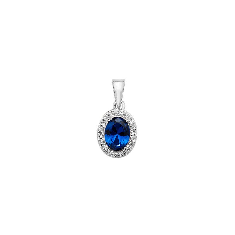 Oval Sapphire Halo Pendant Necklace - Popular trends empire