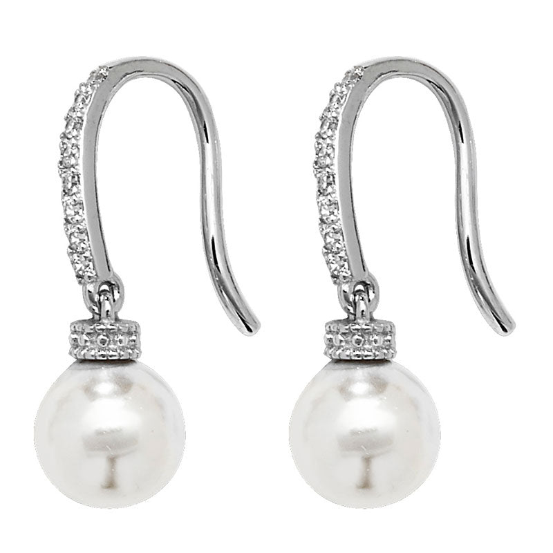 Pearl and Cubic Zirconia Drop Earrings - Popular trends empire