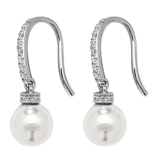 Pearl and Cubic Zirconia Drop Earrings - Popular trends empire