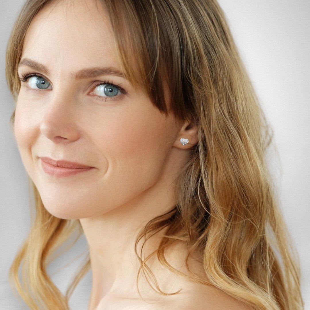 Pearl and Cubic Zirconia Heart Stud Earrings - Popular trends empire