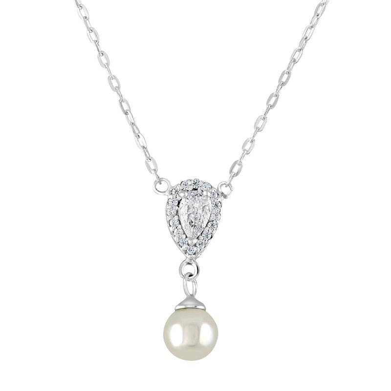 Pearl and Cubic Zirconia Teardrop Necklace - Popular trends empire