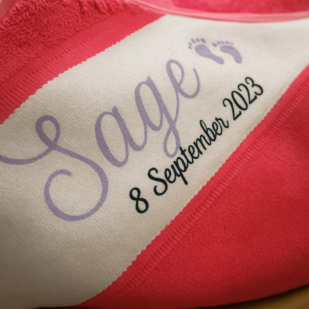 Personalised Baby Towel – Soft Cotton Hooded Infant Wrap 75x75cm | Custom Name & Date Gift - Popular trends empire
