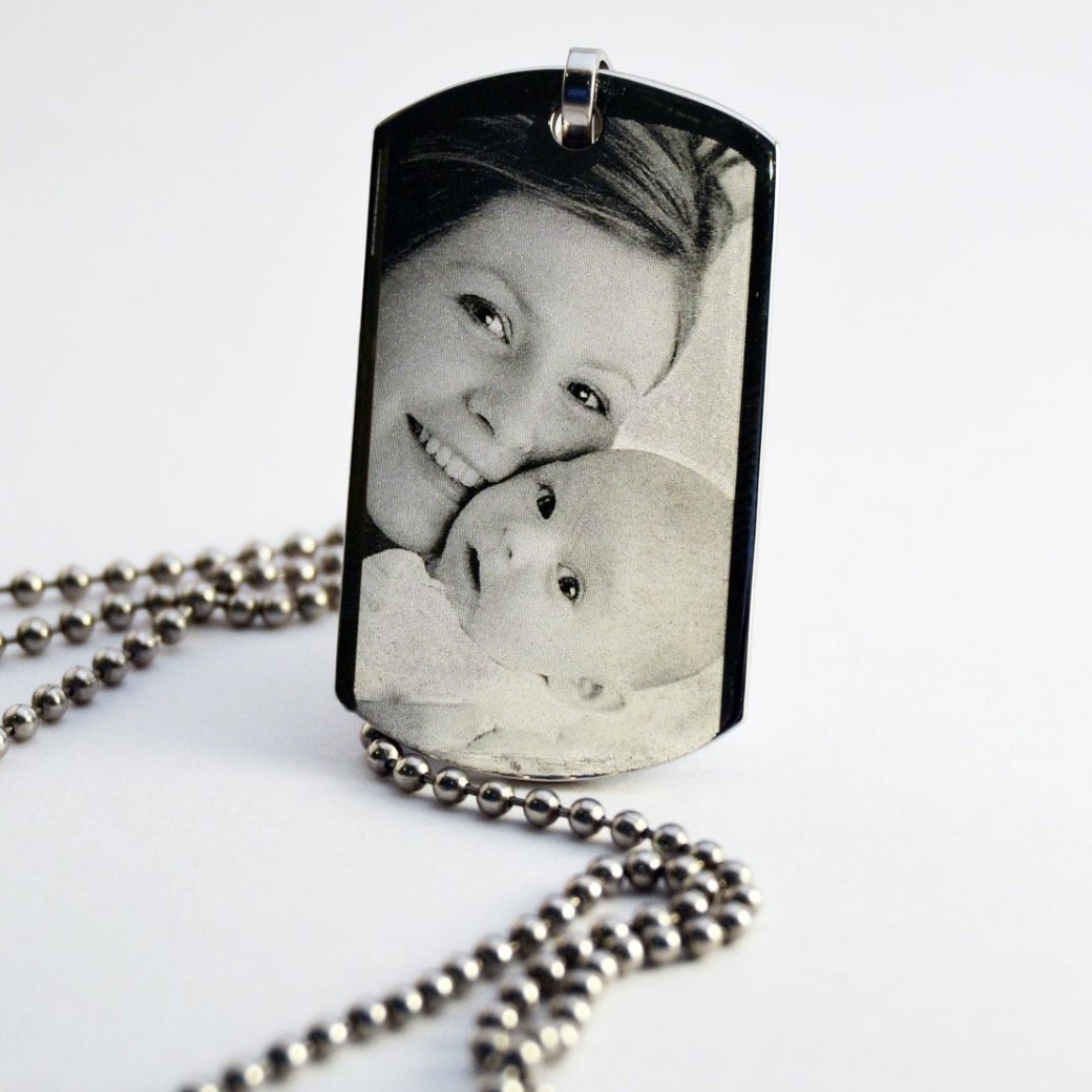 Personalised Dog Tag Necklace – Engraved Photo Pendant With Stainless Steel Ball Chain - Popular trends empire