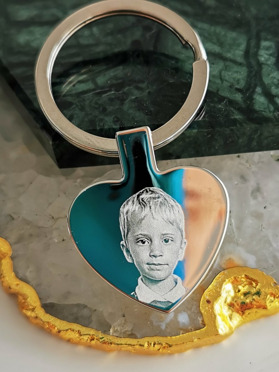 Personalised Heart Keyring - Custom Photo Engraved Gift | Stainless Steel Keepsake - Popular trends empire