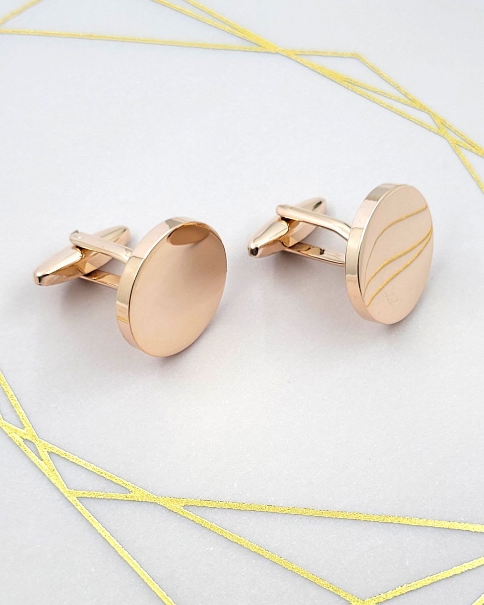 Personalised Round Gold Cufflinks – Photo Engraved in Chrome Case for Groom, Best Man & Father of Groom - Popular trends empire