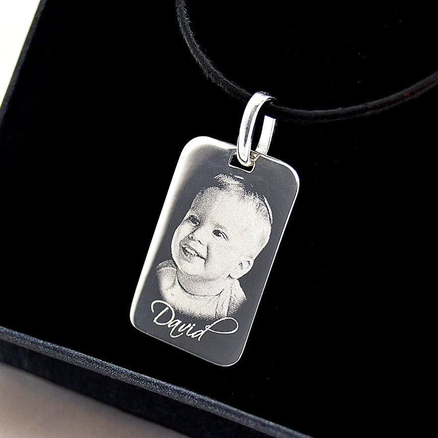 Personalised Silver Dog Tag – Sterling Silver Necklace | Custom Engraved Photo Pendant - Popular trends empire