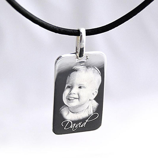 Personalised Silver Dog Tag – Sterling Silver Necklace | Custom Engraved Photo Pendant - Popular trends empire