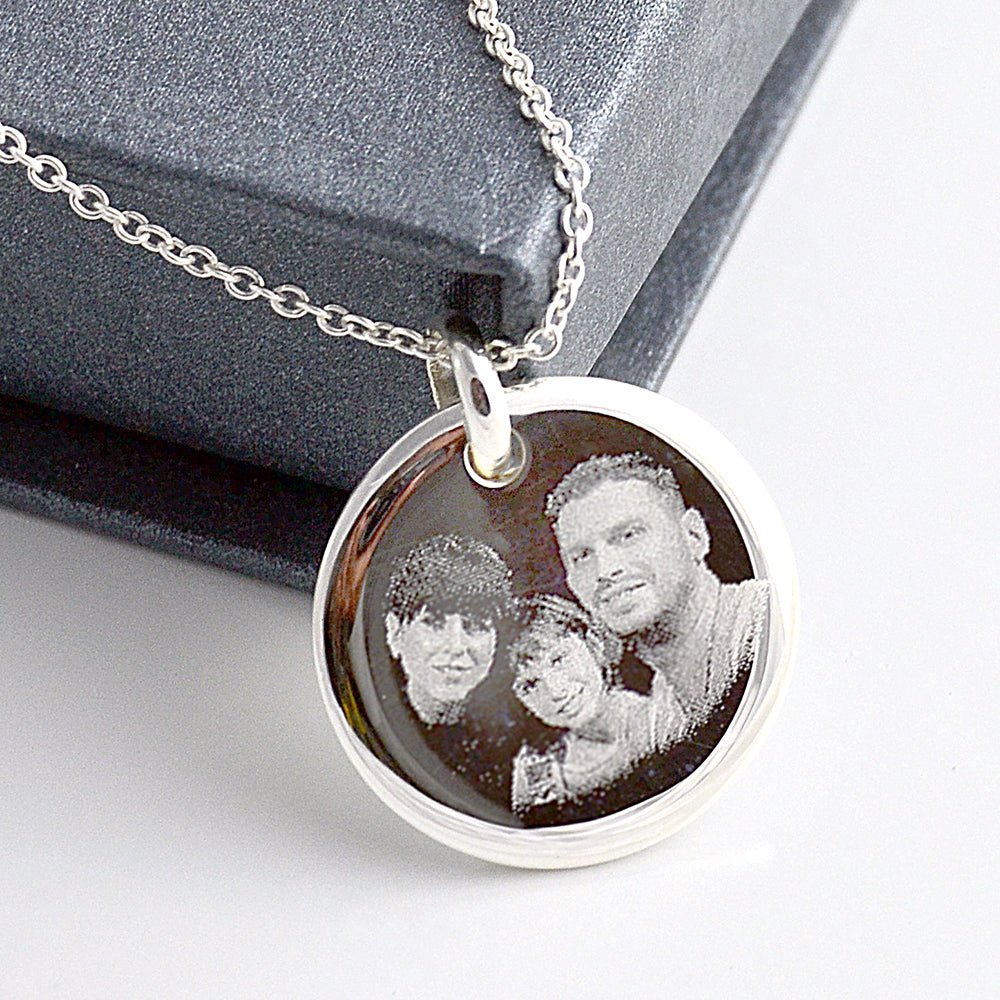 Personalised Silver Necklace – Engraved Sterling Silver Pendant With Custom Photo - Popular trends empire