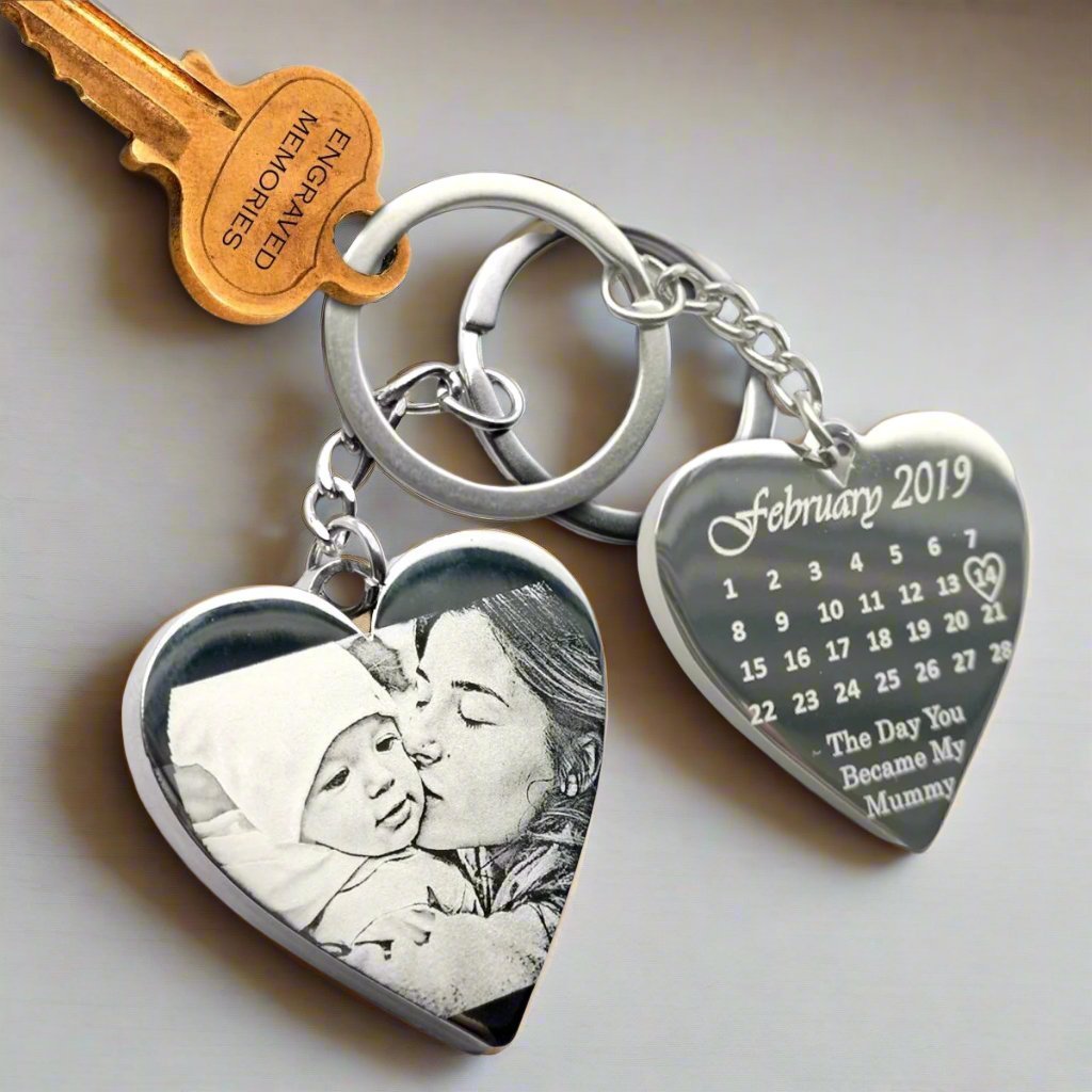 Personalised Special Date Key Ring - Engraved Stainless Steel Heart Shaped Keychain - Popular trends empire
