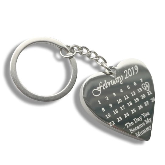 Personalised Special Date Key Ring - Engraved Stainless Steel Heart Shaped Keychain - Popular trends empire