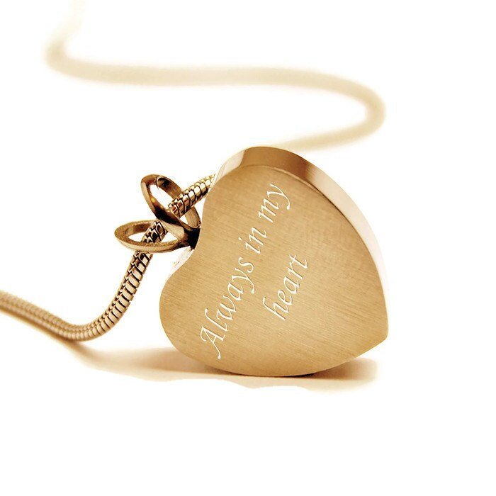 Pet Cremation Jewellery – Gold Plated Heart Shaped Pendant With Engraving - Popular trends empire