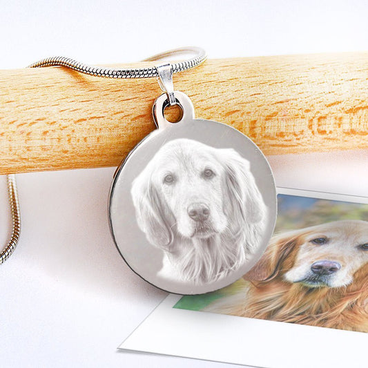 Pet Memorial Necklace – Personalised Pet Pendant With Custom Photo Engraving Gift - Popular trends empire