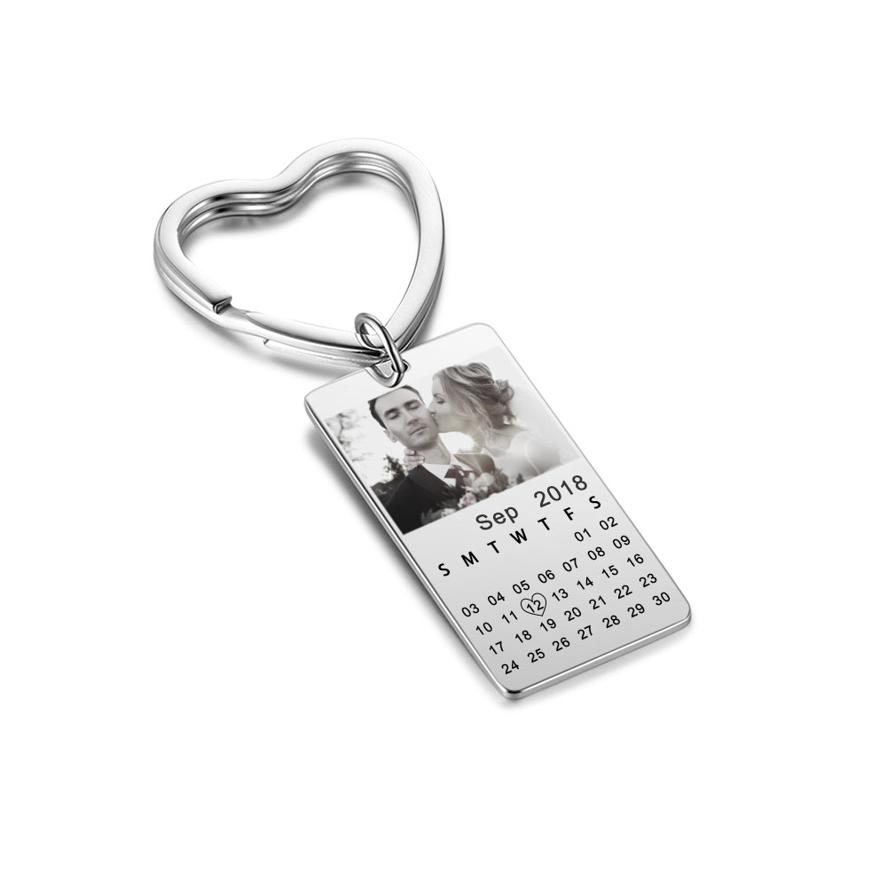 Photo Calendar Keychain - Personalised Anniversary Gift | Custom Photo Keyring - Popular trends empire