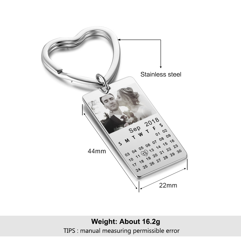 Photo Calendar Keychain - Personalised Anniversary Gift | Custom Photo Keyring - Popular trends empire