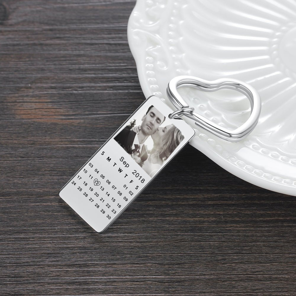 Photo Calendar Keychain - Personalised Anniversary Gift | Custom Photo Keyring - Popular trends empire