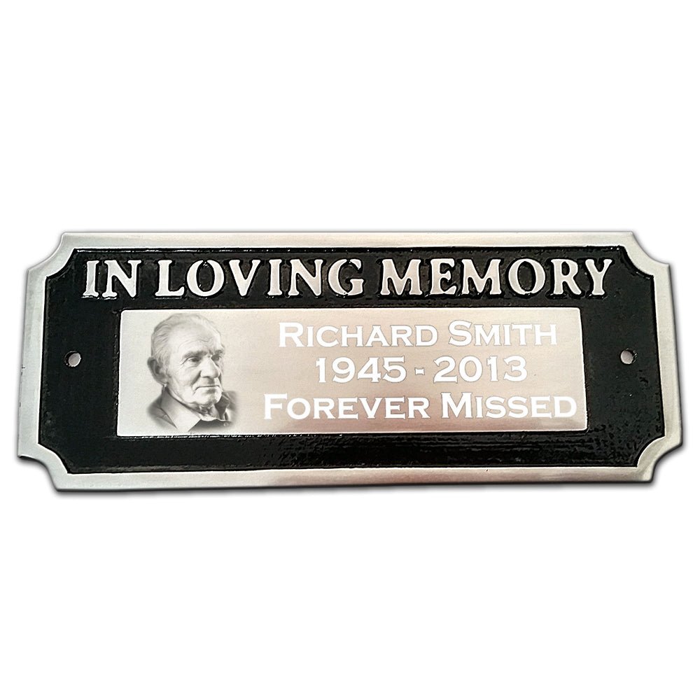 Photo Engraved Bench Plaque – Custom Cast Aluminum Memorial Garden Sign - Popular trends empire