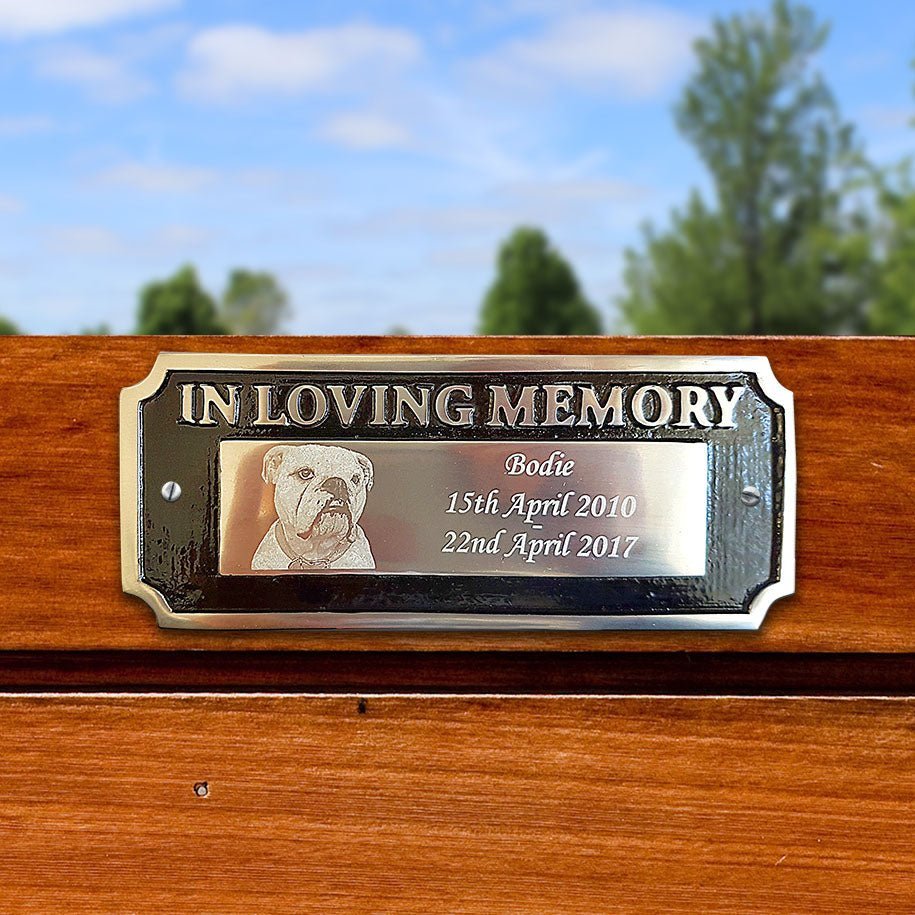 Photo Engraved Bench Plaque – Custom Cast Aluminum Memorial Garden Sign - Popular trends empire