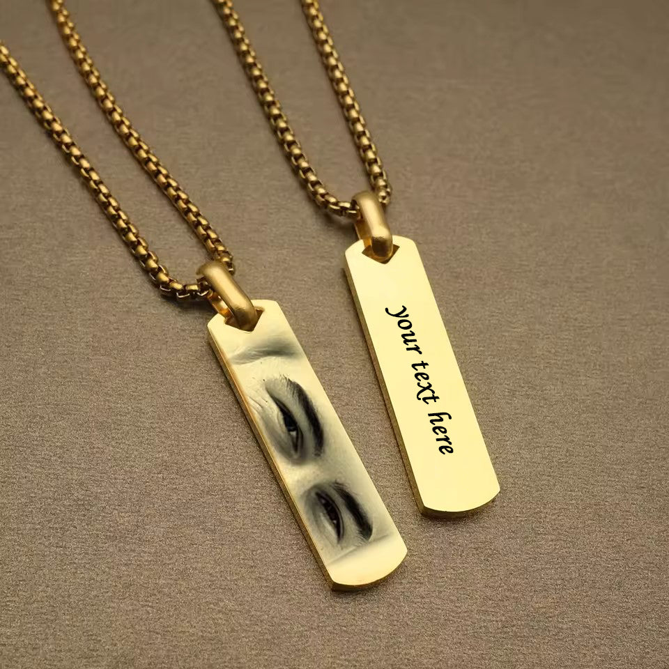 Photo Engraved Necklace - Custom Eye Pendant With Stainless Steel Chain For Men - Popular trends empire