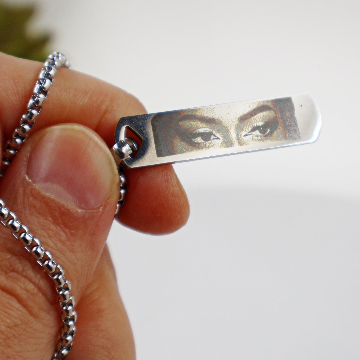 Photo Engraved Necklace - Custom Eye Pendant With Stainless Steel Chain For Men - Popular trends empire