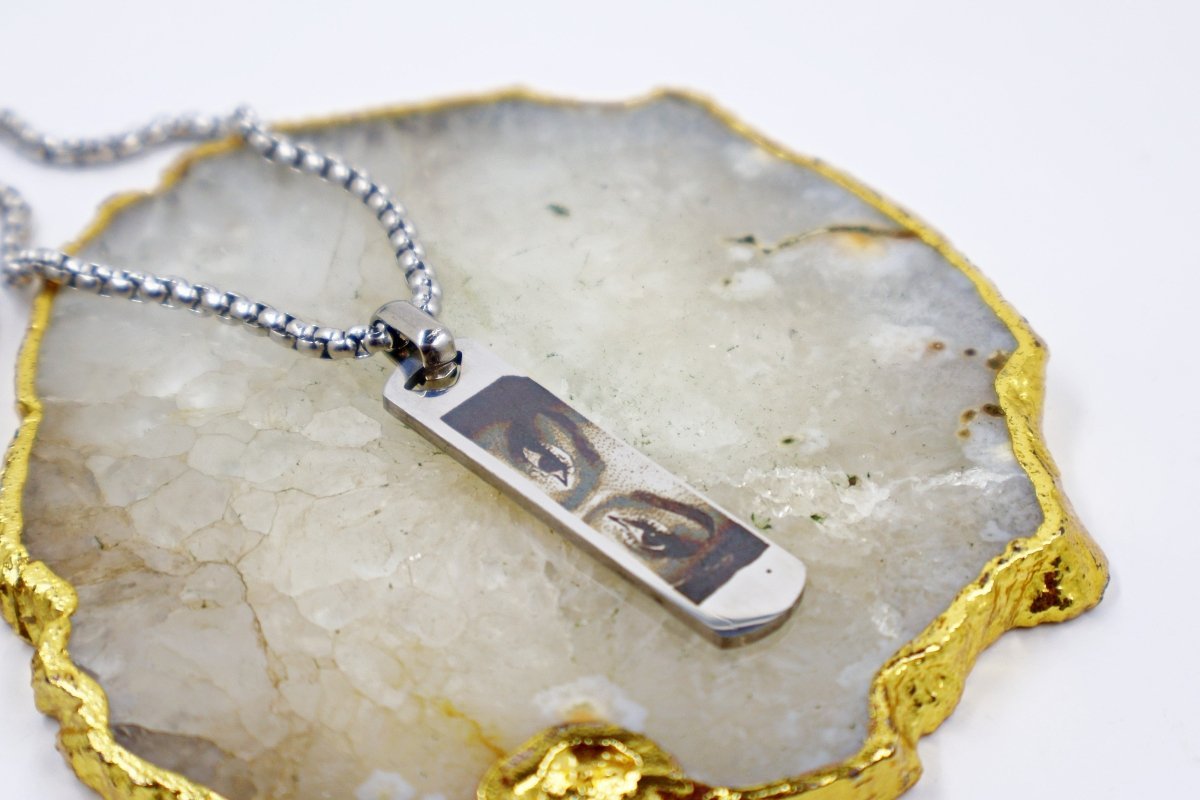 Photo Engraved Necklace - Custom Eye Pendant With Stainless Steel Chain For Men - Popular trends empire