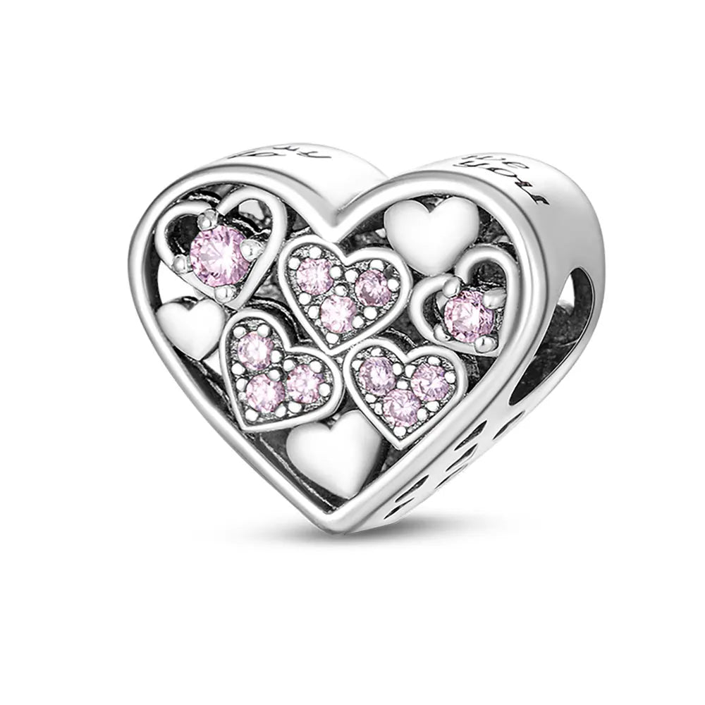 Pink Jewelled Love Heart Charm - Popular trends empire