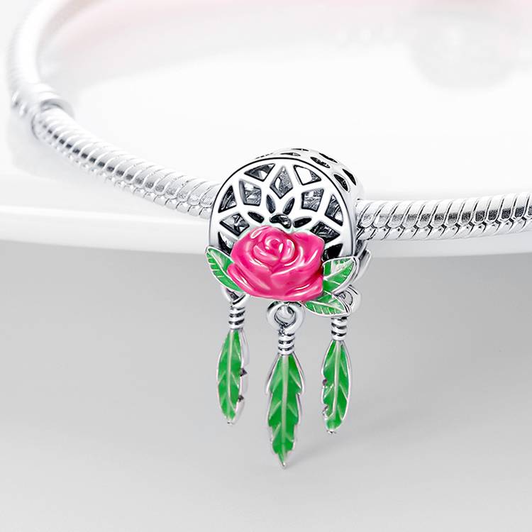 Pink Rose Dream Catcher Charm - Popular trends empire
