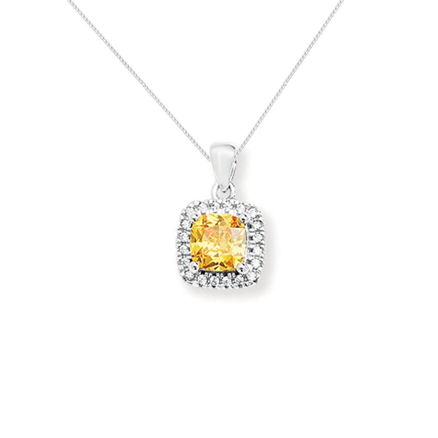 Princess Cut Yellow Topaz Pendant Necklace - Popular trends empire