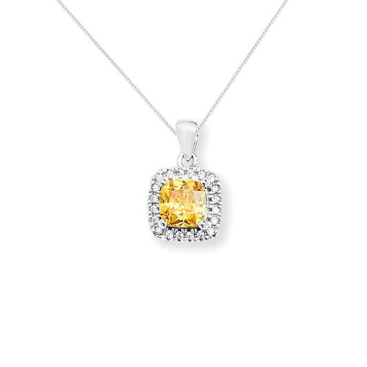 Princess Cut Yellow Topaz Pendant Necklace - Popular trends empire