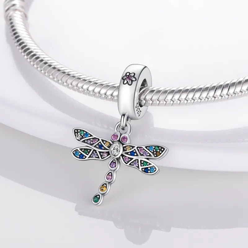 Rainbow Cubic Zirconia Dragonfly Charm - Popular trends empire