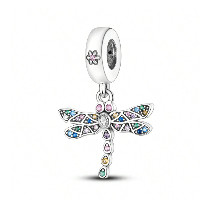 Rainbow Cubic Zirconia Dragonfly Charm - Popular trends empire