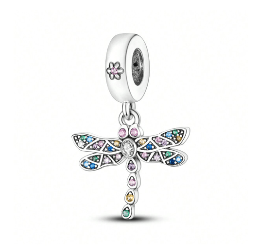 Rainbow Cubic Zirconia Dragonfly Charm - Popular trends empire