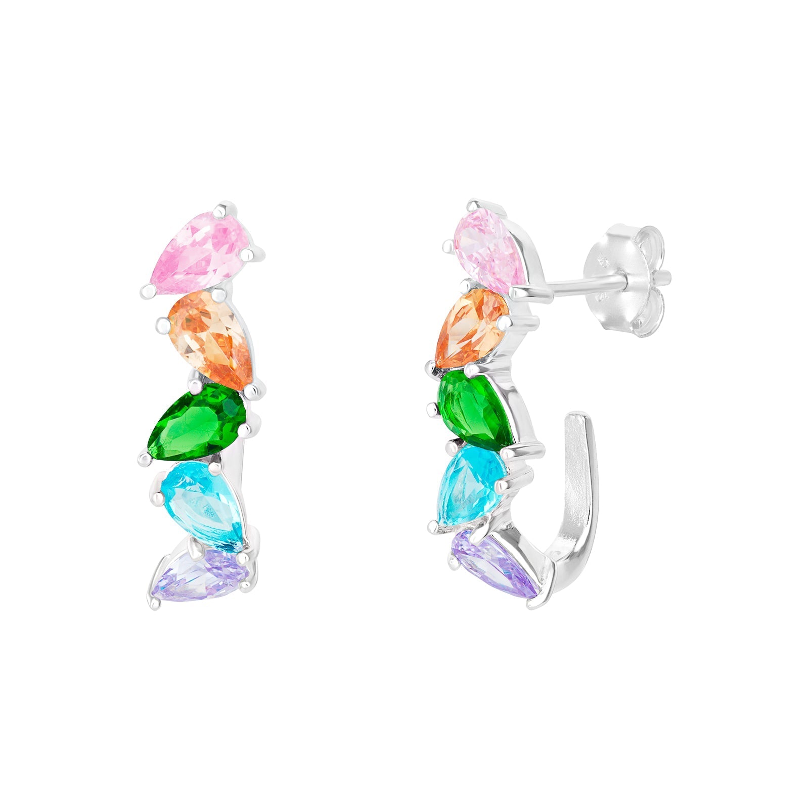 Rainbow Pear Drop Hoop Earrings - Popular trends empire