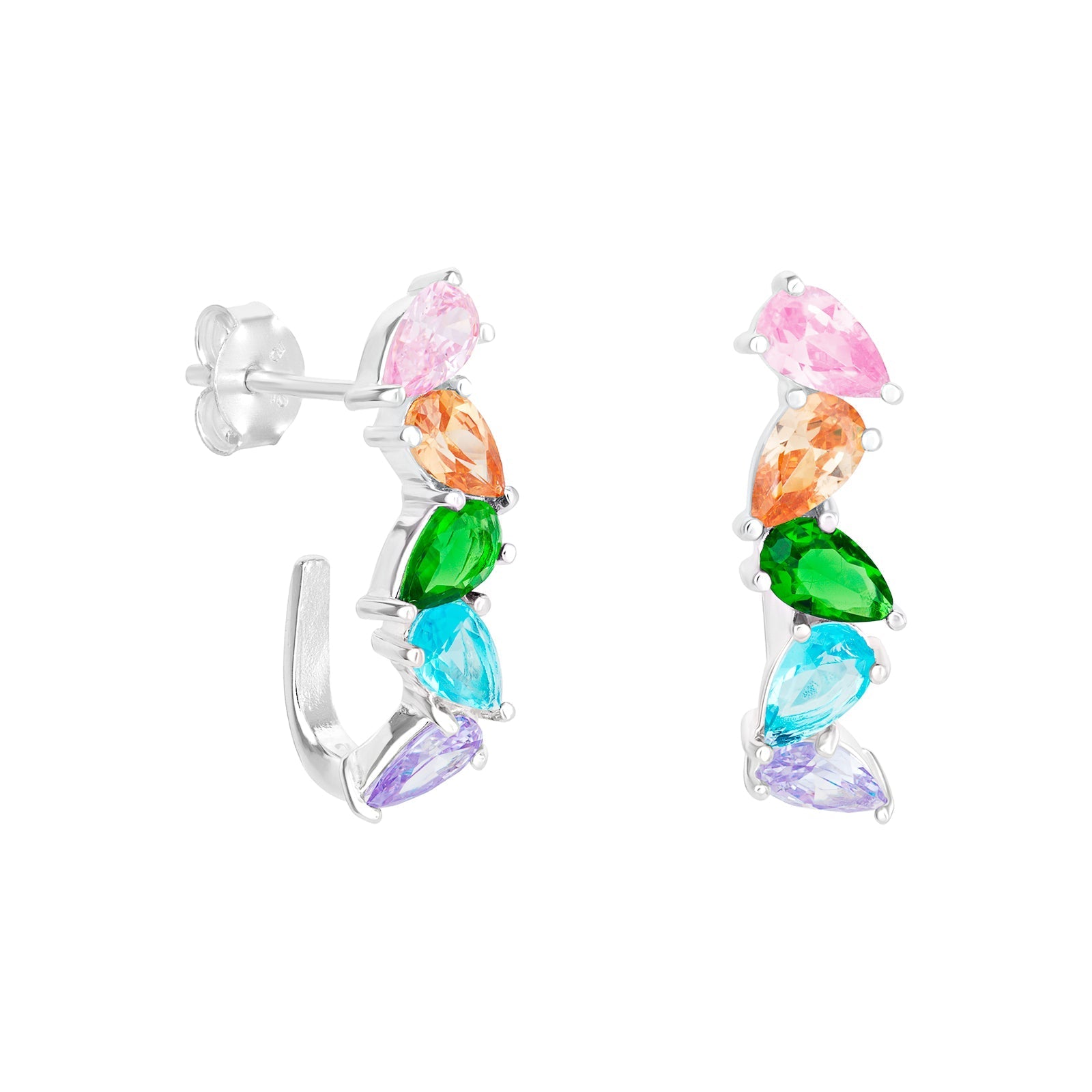 Rainbow Pear Drop Hoop Earrings - Popular trends empire