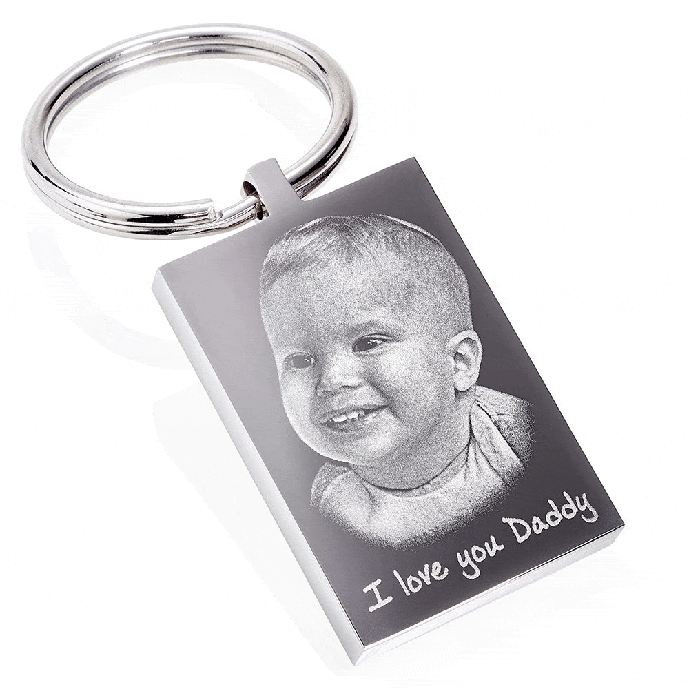 Engraved Keyring Stainless Steel – Custom Photo Text Engraving Unique Gift Keychain
