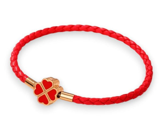 Red Clover Leaf Charm Bracelet - Popular trends empire