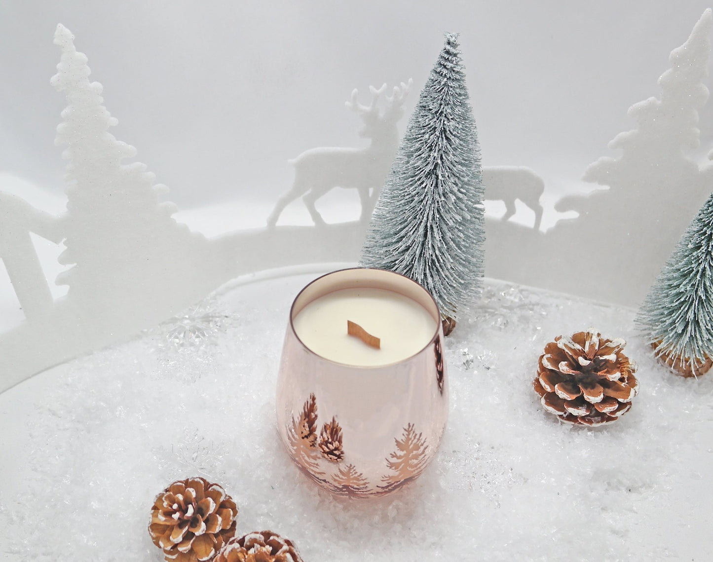 Rose Gold Christmas Candle with Wooden Wick & Gift Box - Popular trends empire