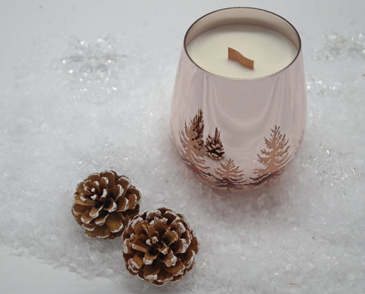 Rose Gold Christmas Candle with Wooden Wick & Gift Box - Popular trends empire